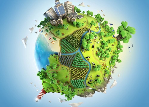 globe concept of idyllic green world